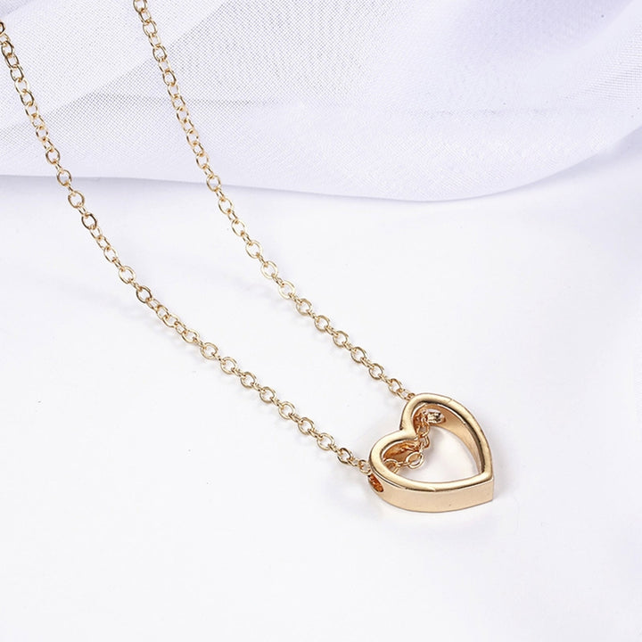 Women Necklace Hollow Out Heart Jewelry Long Lasting Bright Luster Pendant Necklace for Festival Image 3