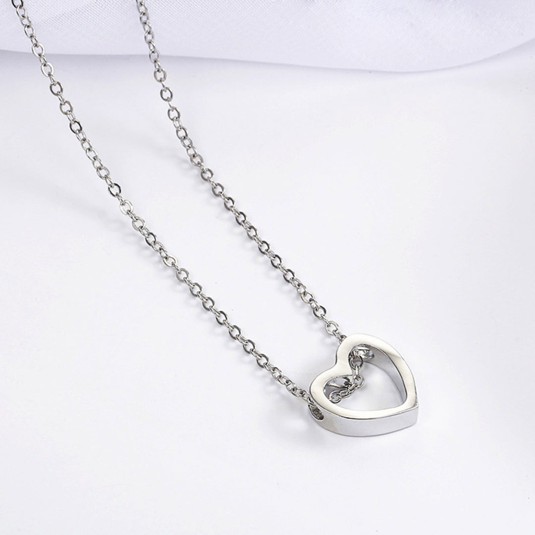 Women Necklace Hollow Out Heart Jewelry Long Lasting Bright Luster Pendant Necklace for Festival Image 4