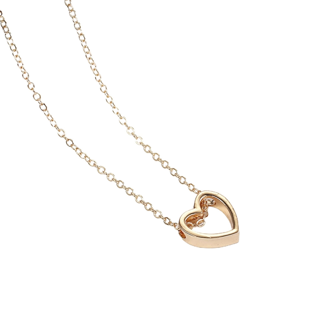 Women Necklace Hollow Out Heart Jewelry Long Lasting Bright Luster Pendant Necklace for Festival Image 9