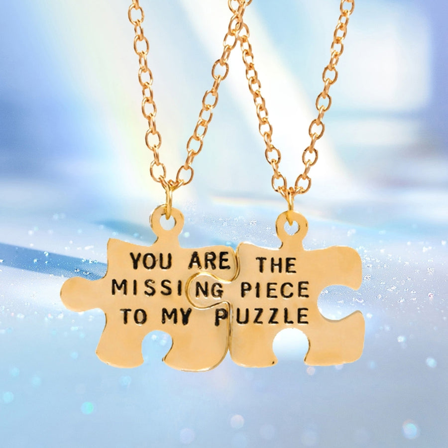 2Pcs Couple Necklaces Puzzles Letters Jewelry Simple Fashion Appearance Friendship Necklaces for Valentines Image 1