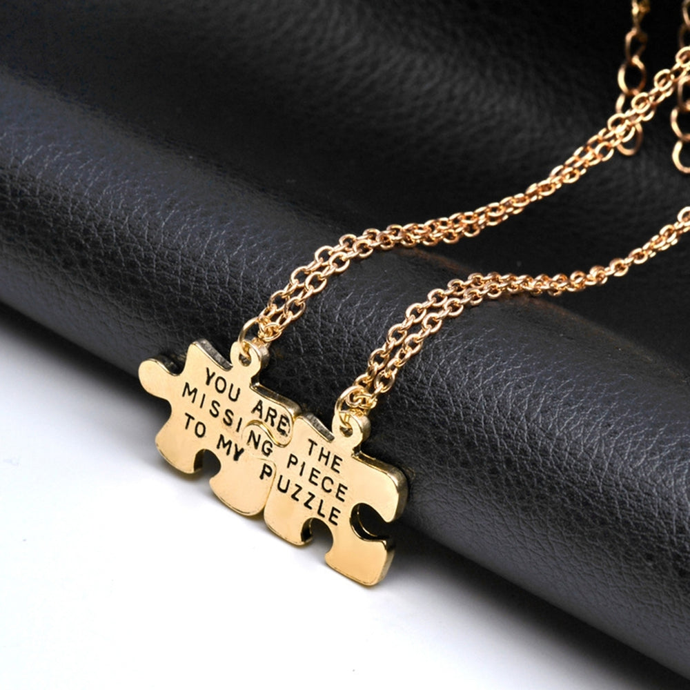 2Pcs Couple Necklaces Puzzles Letters Jewelry Simple Fashion Appearance Friendship Necklaces for Valentines Image 2