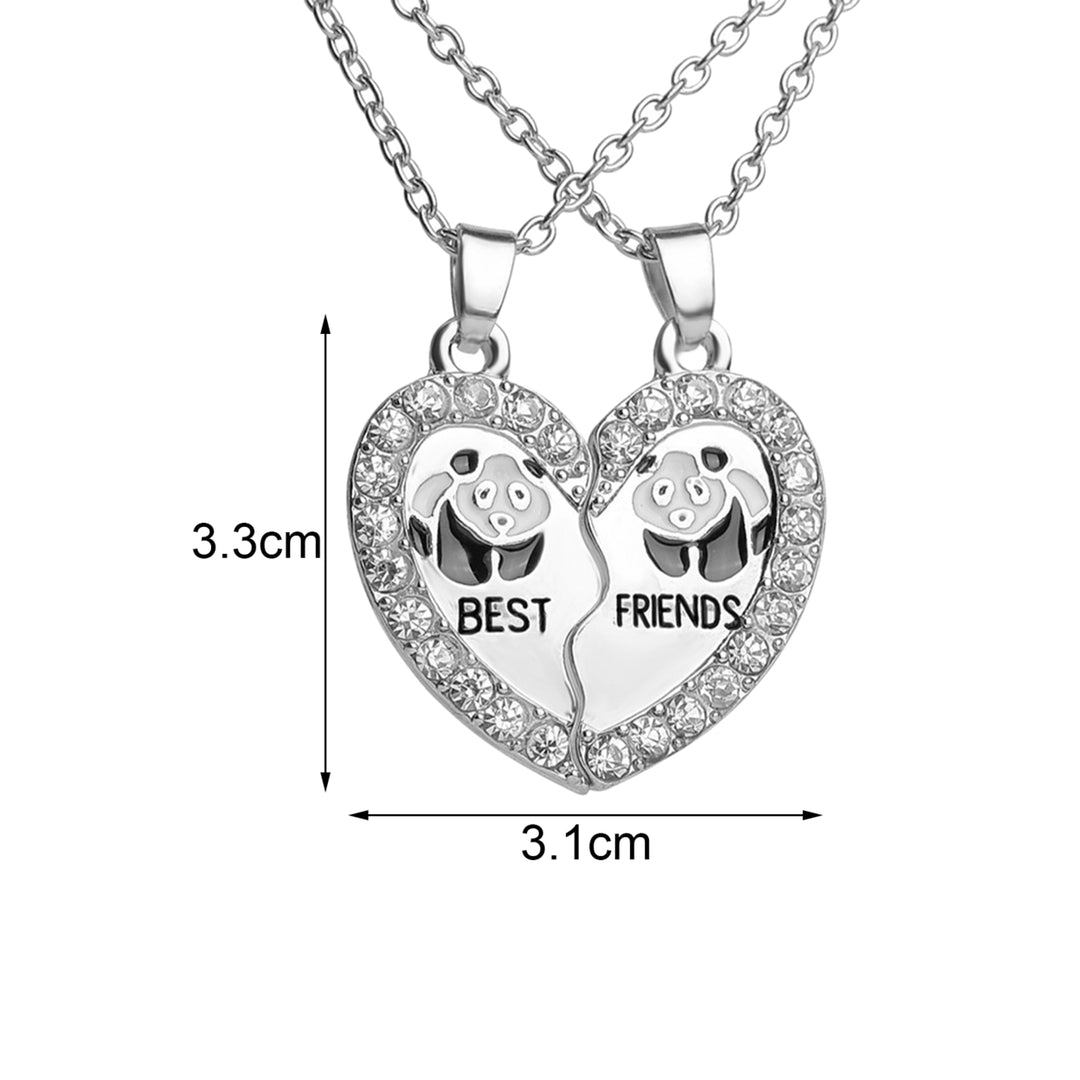 2Pcs Shining Rhinestone Friendship Necklaces Gift BEST FRIENDS Panda Heart Pendant Necklaces Jewelry Accessory Image 4