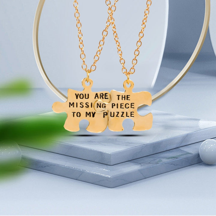 2Pcs Couple Necklaces Puzzles Letters Jewelry Simple Fashion Appearance Friendship Necklaces for Valentines Image 3