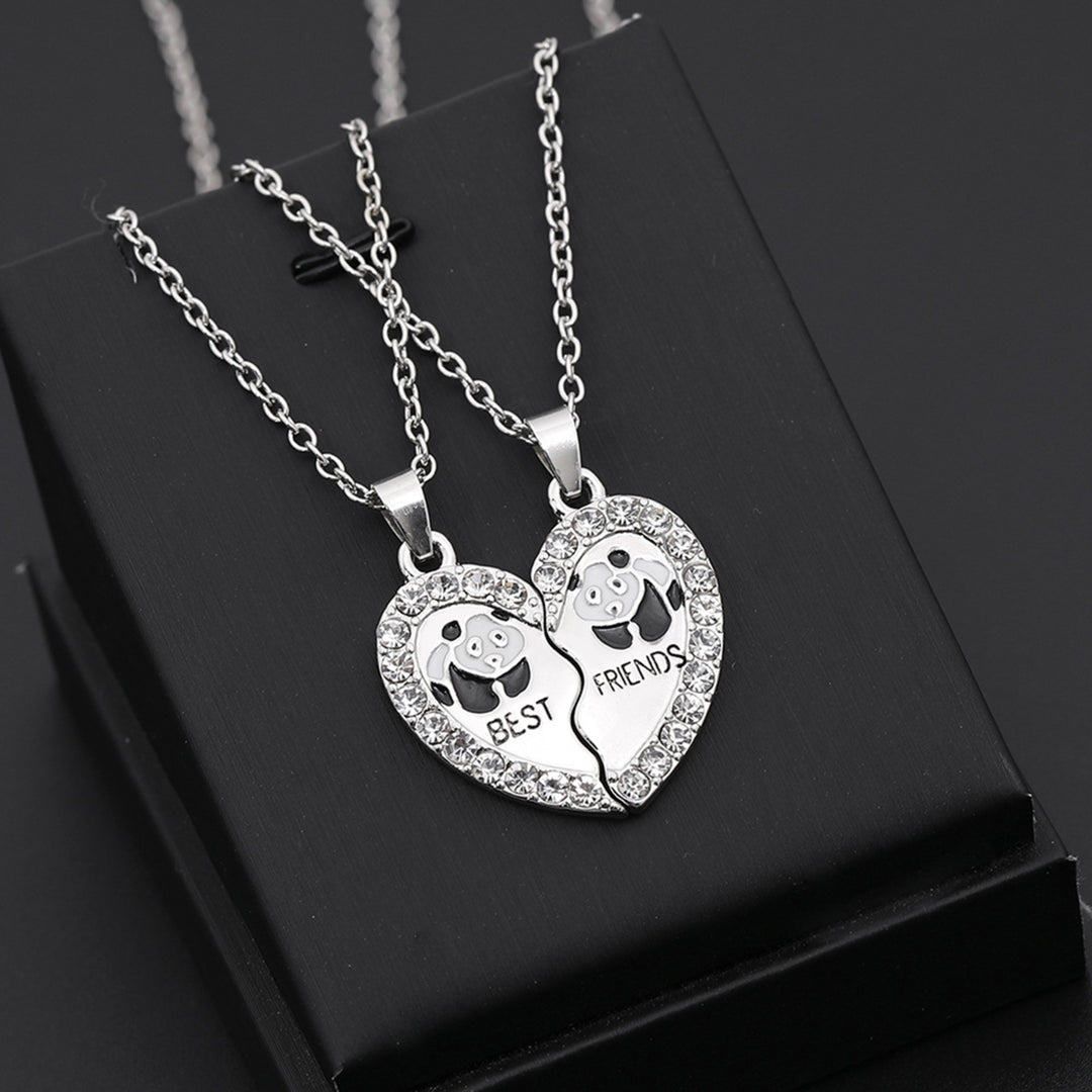 2Pcs Shining Rhinestone Friendship Necklaces Gift BEST FRIENDS Panda Heart Pendant Necklaces Jewelry Accessory Image 6