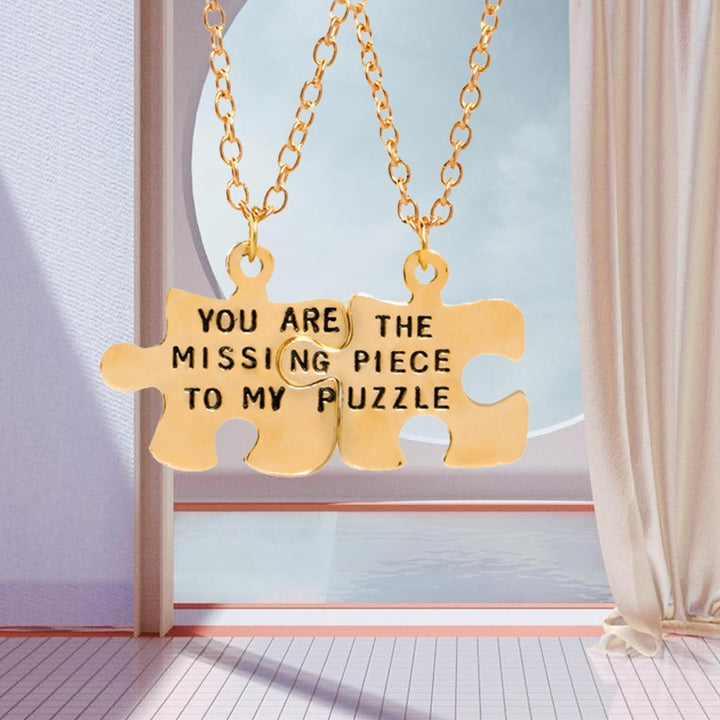 2Pcs Couple Necklaces Puzzles Letters Jewelry Simple Fashion Appearance Friendship Necklaces for Valentines Image 4