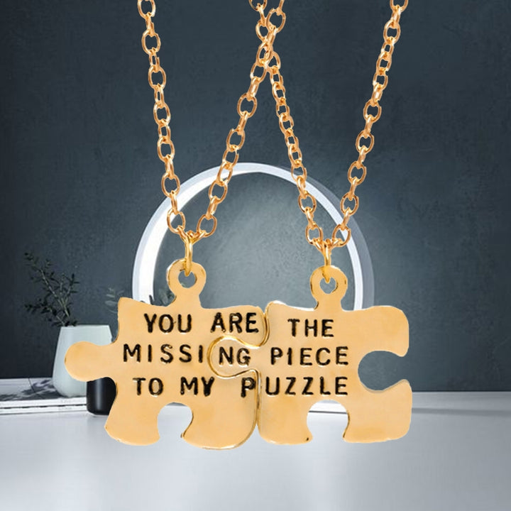 2Pcs Couple Necklaces Puzzles Letters Jewelry Simple Fashion Appearance Friendship Necklaces for Valentines Image 6