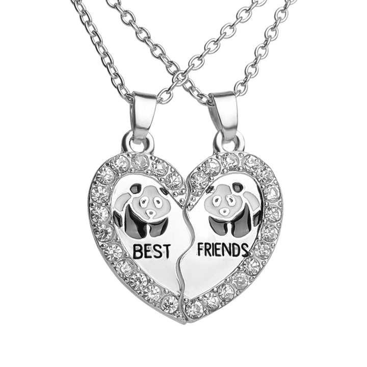 2Pcs Shining Rhinestone Friendship Necklaces Gift BEST FRIENDS Panda Heart Pendant Necklaces Jewelry Accessory Image 10