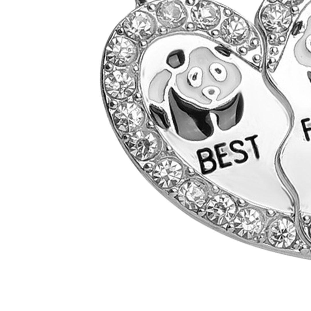 2Pcs Shining Rhinestone Friendship Necklaces Gift BEST FRIENDS Panda Heart Pendant Necklaces Jewelry Accessory Image 11