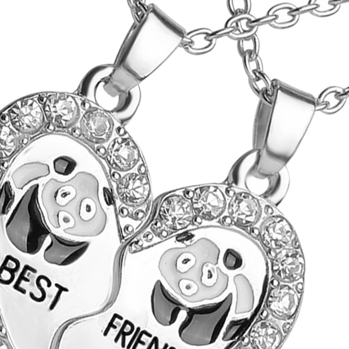 2Pcs Shining Rhinestone Friendship Necklaces Gift BEST FRIENDS Panda Heart Pendant Necklaces Jewelry Accessory Image 12