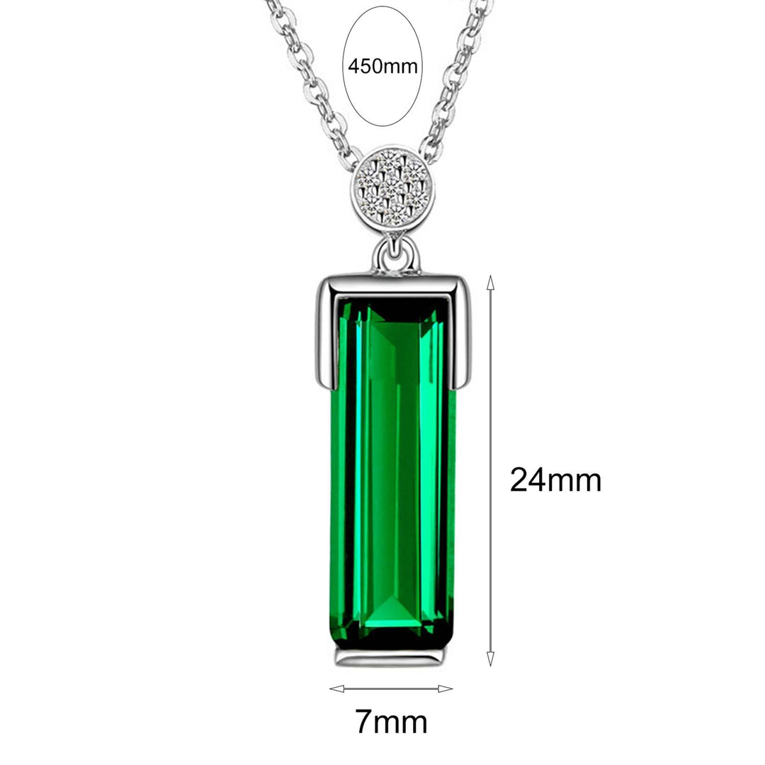 Chain Elegant Women Necklace Gift Rectangle Green Glass Pendant Party Necklace Jewelry Accessories Image 4