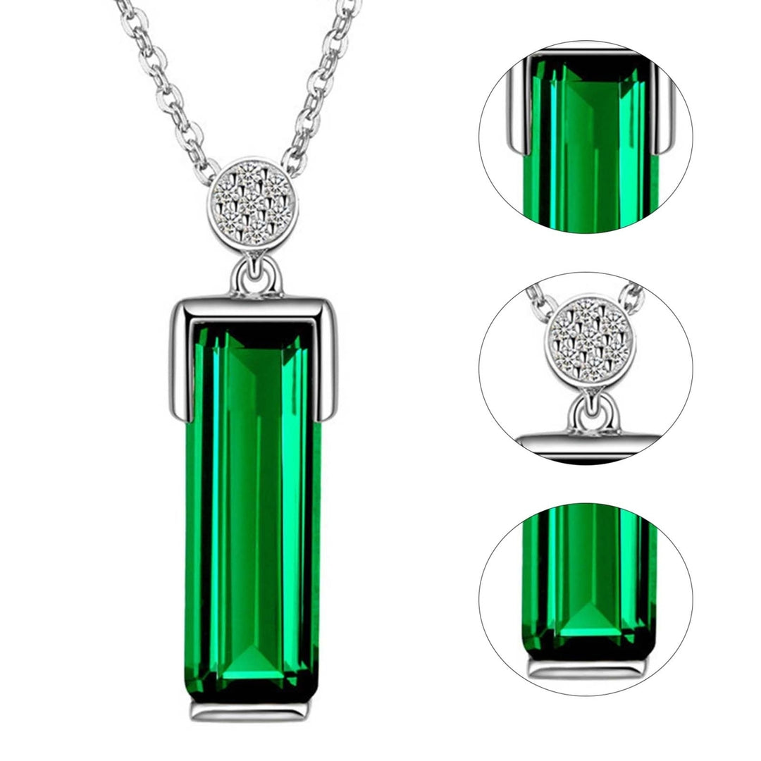 Chain Elegant Women Necklace Gift Rectangle Green Glass Pendant Party Necklace Jewelry Accessories Image 7