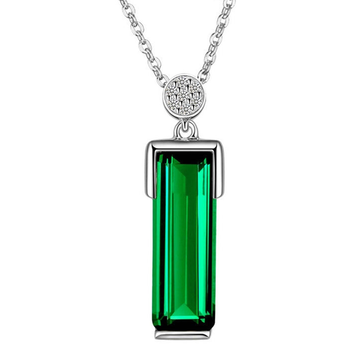 Chain Elegant Women Necklace Gift Rectangle Green Glass Pendant Party Necklace Jewelry Accessories Image 8