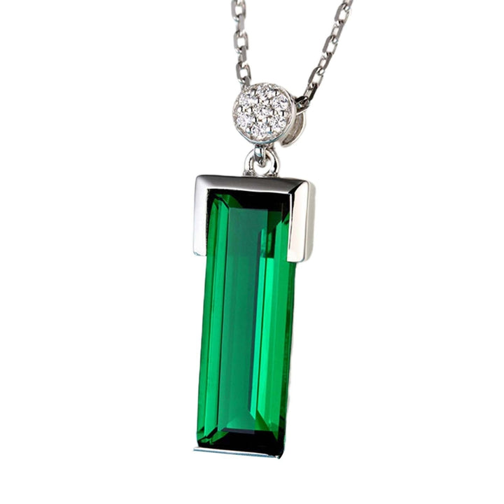 Chain Elegant Women Necklace Gift Rectangle Green Glass Pendant Party Necklace Jewelry Accessories Image 9