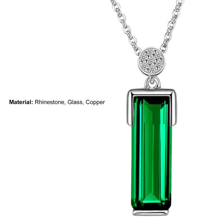 Chain Elegant Women Necklace Gift Rectangle Green Glass Pendant Party Necklace Jewelry Accessories Image 12