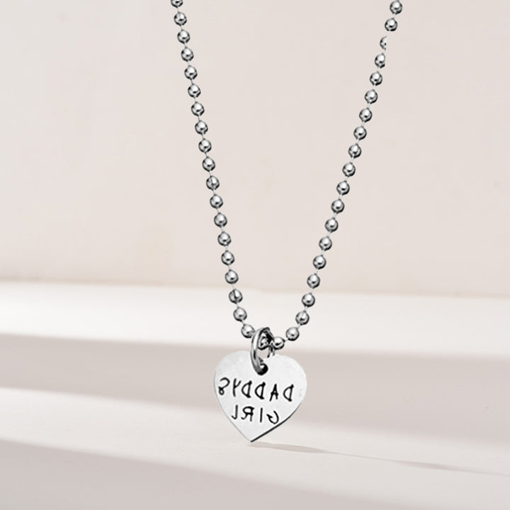 2 Pcs Daddy Girl Necklace Silver Color Letter Print Smooth Stainless Necklace Key Ring Set for Gift Image 2