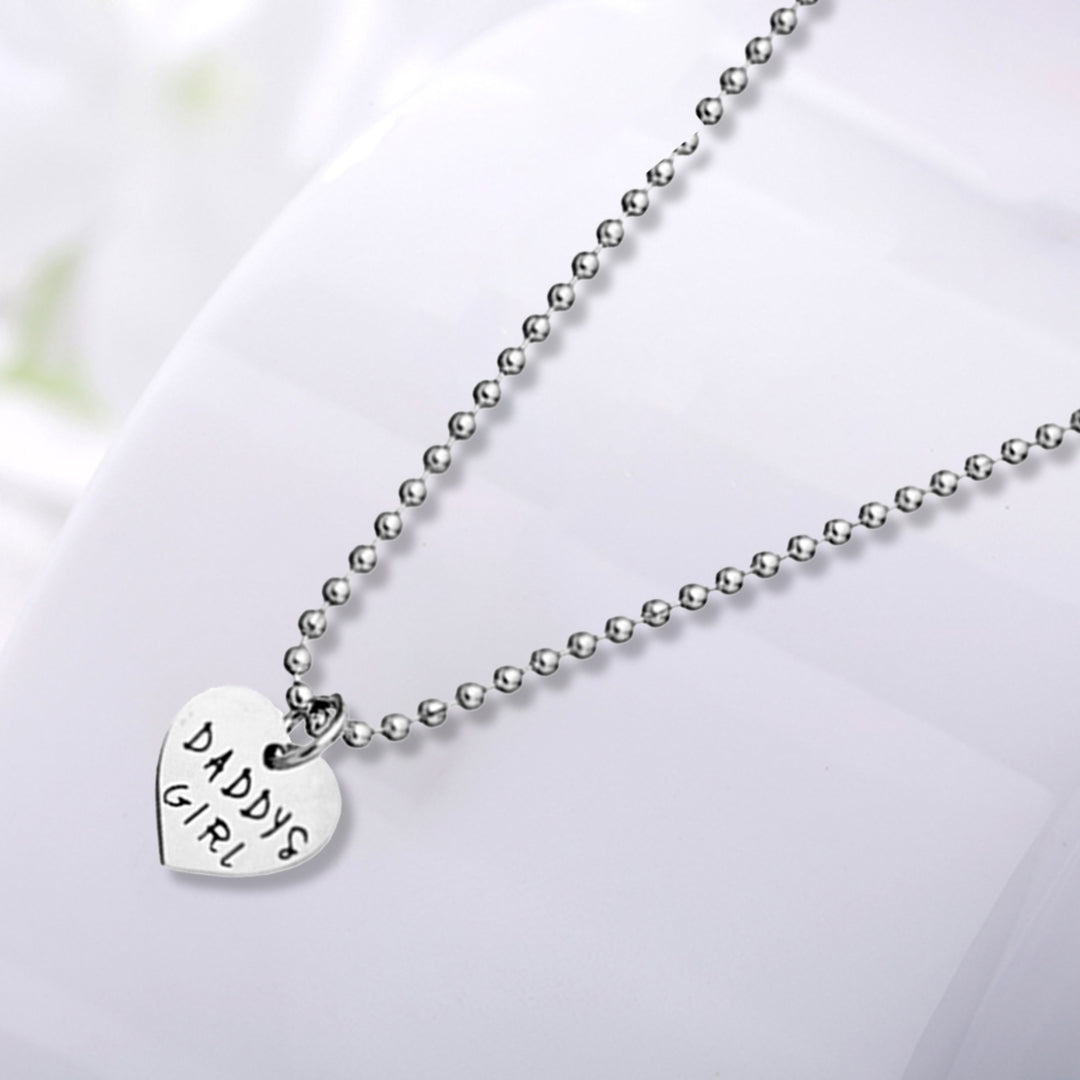 2 Pcs Daddy Girl Necklace Silver Color Letter Print Smooth Stainless Necklace Key Ring Set for Gift Image 6