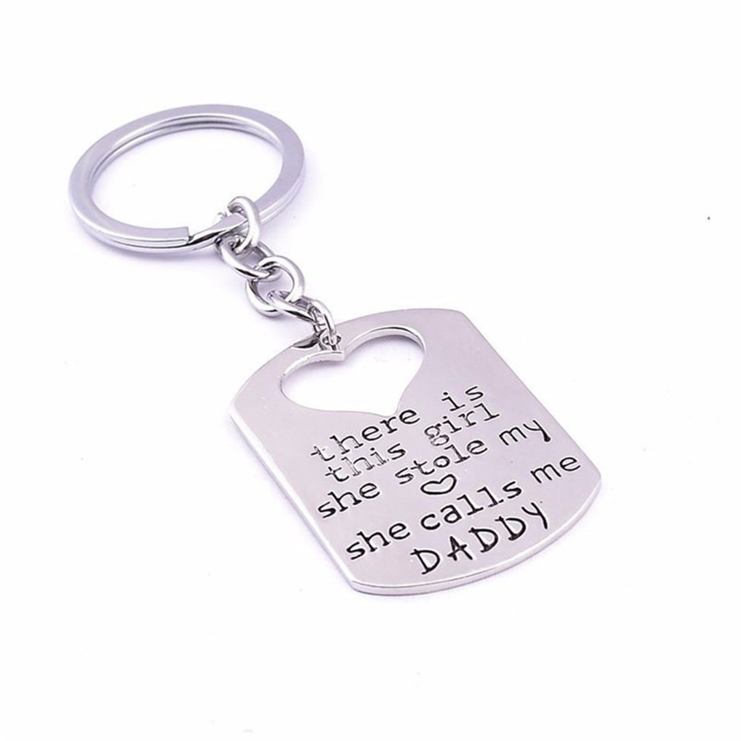 2 Pcs Daddy Girl Necklace Silver Color Letter Print Smooth Stainless Necklace Key Ring Set for Gift Image 10