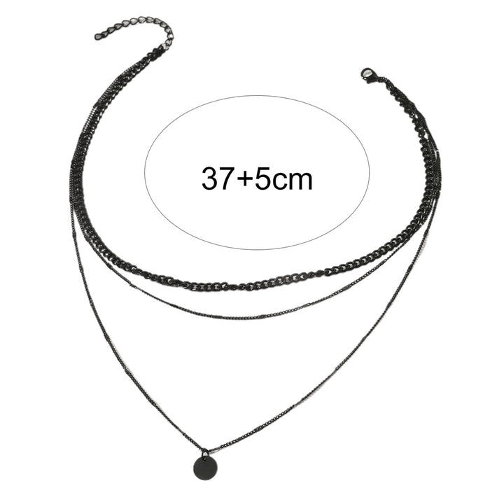 Adjustable Extension Chain Women Necklace Metal Chain Multilayer Round Pendant Charm Necklace Party Jewelry Image 4