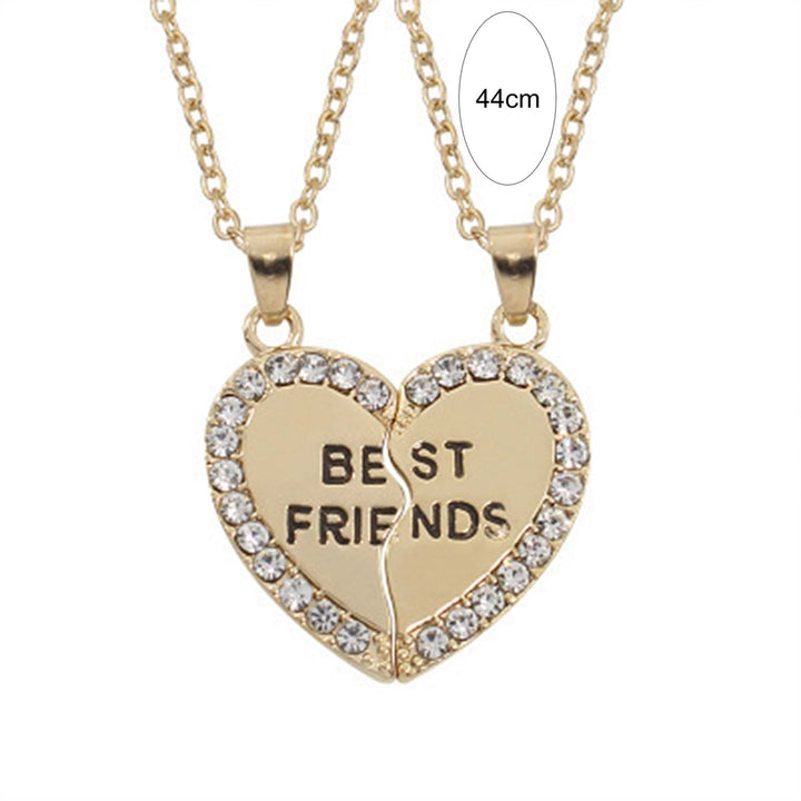 2Pcs Shining Rhinestone Friendship Necklaces Gift BEST FRIENDS Heart Pendant Necklaces Jewelry Accessory Image 7