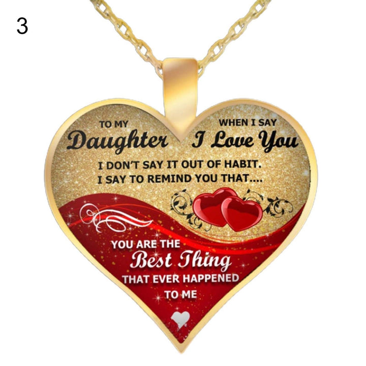 I Love You Letter Print Butterflies Pattern Girls Necklace Link Chain To My Daughter Heart Pendant Necklace Jewelry Image 4