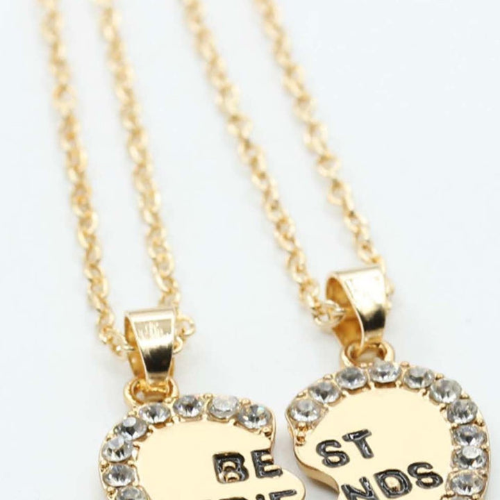 2Pcs Shining Rhinestone Friendship Necklaces Gift BEST FRIENDS Heart Pendant Necklaces Jewelry Accessory Image 11