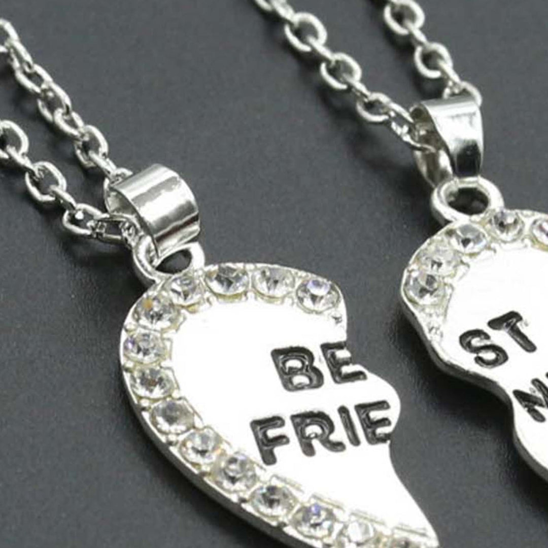 2Pcs Shining Rhinestone Friendship Necklaces Gift BEST FRIENDS Heart Pendant Necklaces Jewelry Accessory Image 12