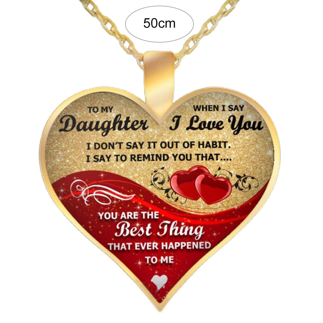 I Love You Letter Print Butterflies Pattern Girls Necklace Link Chain To My Daughter Heart Pendant Necklace Jewelry Image 9