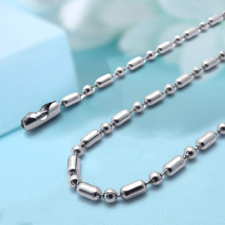 2.4mm Hip Hop Silver Color Chain Necklace Stainless Steel Ball Beads Unisex Long Necklace Jewelry Accessory Image 1