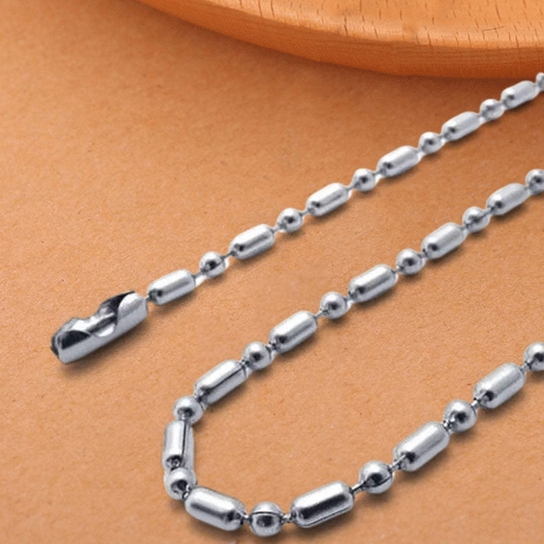 2.4mm Hip Hop Silver Color Chain Necklace Stainless Steel Ball Beads Unisex Long Necklace Jewelry Accessory Image 3