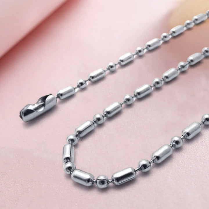 2.4mm Hip Hop Silver Color Chain Necklace Stainless Steel Ball Beads Unisex Long Necklace Jewelry Accessory Image 4