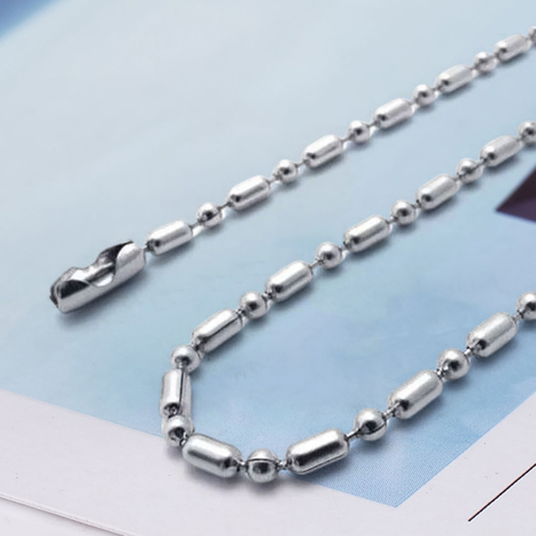 2.4mm Hip Hop Silver Color Chain Necklace Stainless Steel Ball Beads Unisex Long Necklace Jewelry Accessory Image 4