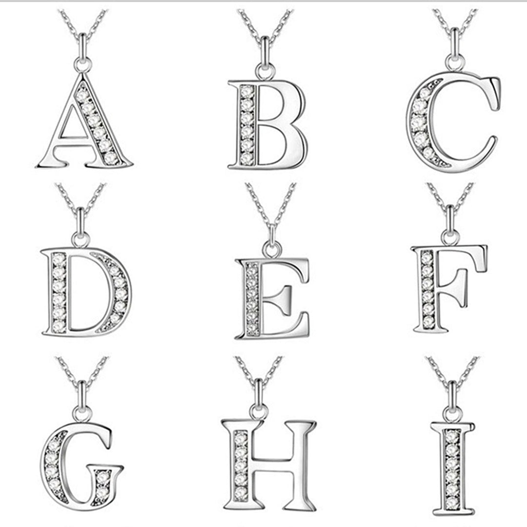 Initial Necklace 26 Letters Rhinestones Unisex Exquisite Electroplated Necklace for Mothers Day Image 1