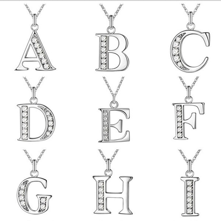 Initial Necklace 26 Letters Rhinestones Unisex Exquisite Electroplated Necklace for Mothers Day Image 1