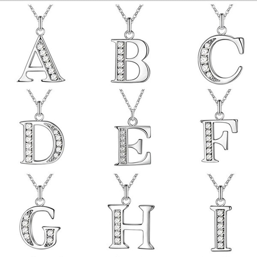 Initial Necklace 26 Letters Rhinestones Unisex Exquisite Electroplated Necklace for Mothers Day Image 1