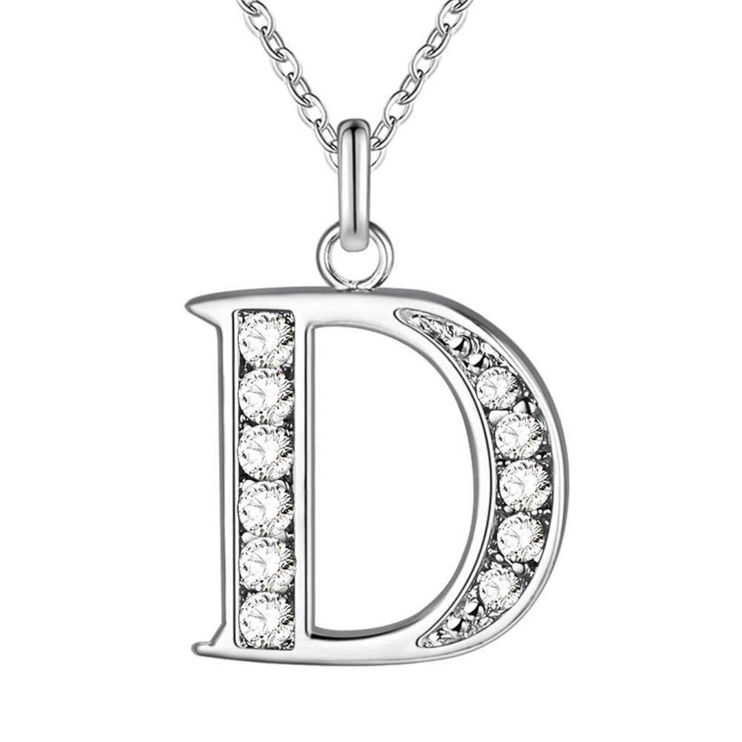 Initial Necklace 26 Letters Rhinestones Unisex Exquisite Electroplated Necklace for Mothers Day Image 4