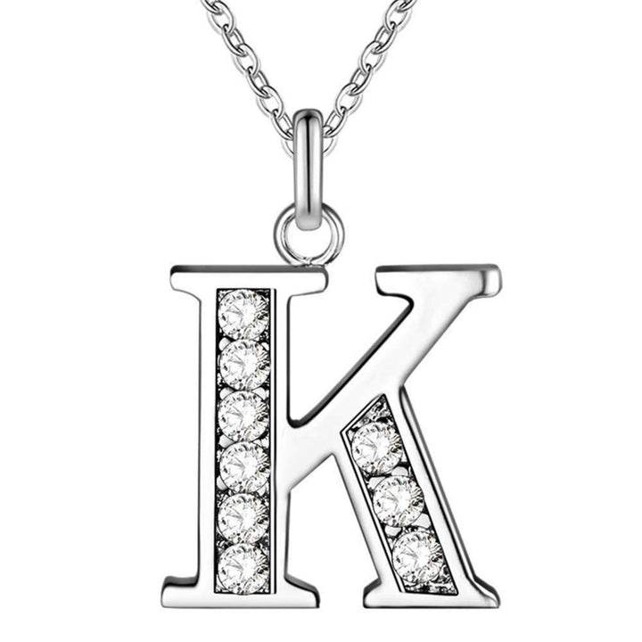 Initial Necklace 26 Letters Rhinestones Unisex Exquisite Electroplated Necklace for Mothers Day Image 1