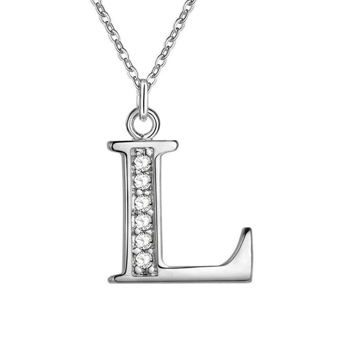 Initial Necklace 26 Letters Rhinestones Unisex Exquisite Electroplated Necklace for Mothers Day Image 1