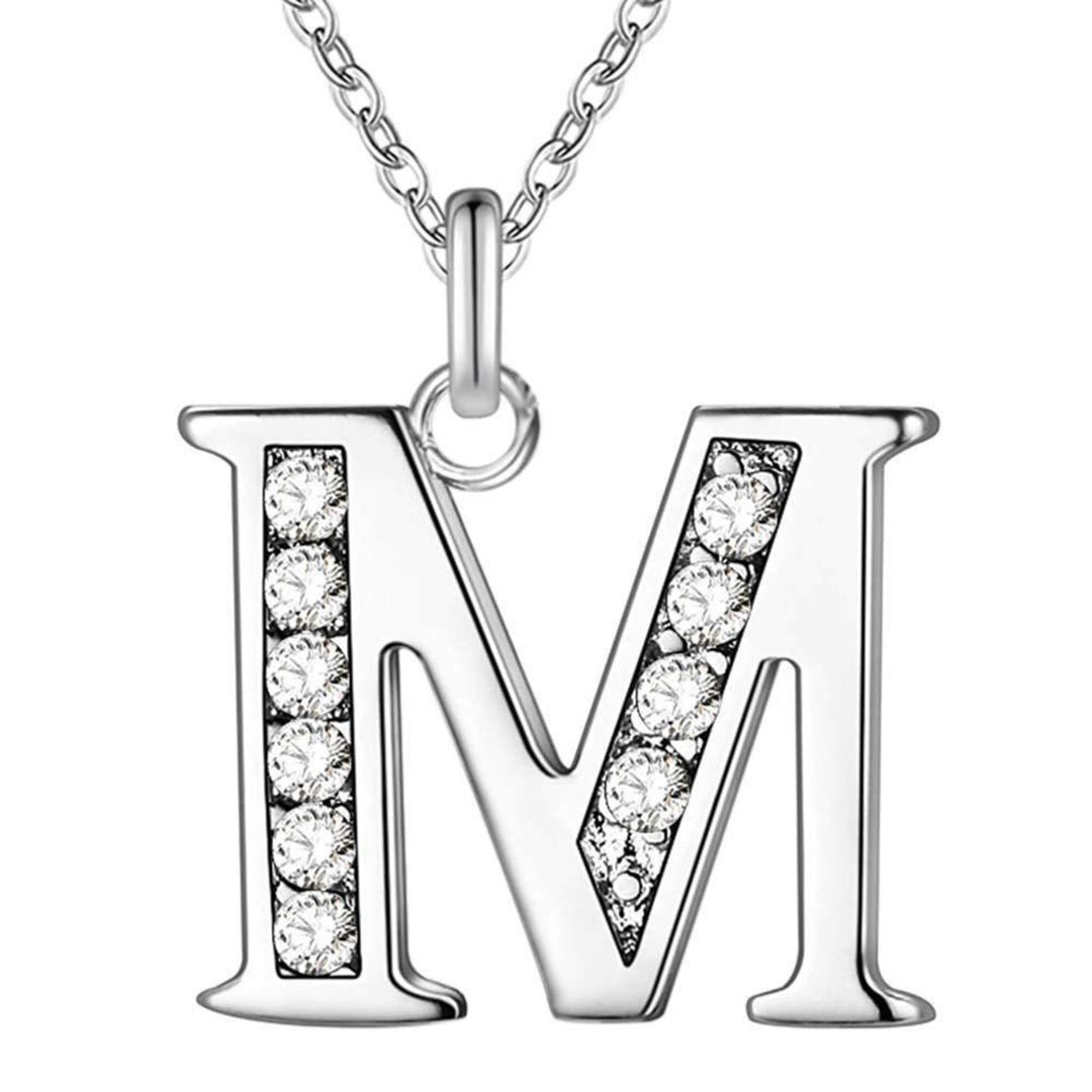 Initial Necklace 26 Letters Rhinestones Unisex Exquisite Electroplated Necklace for Mothers Day Image 11