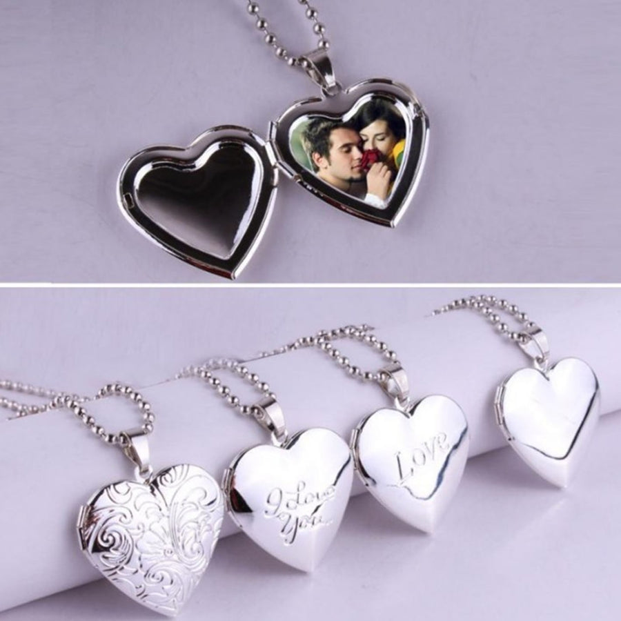 Photo Necklace Smooth Romantic Love Memorial Locket Necklace for Anniversary Image 1