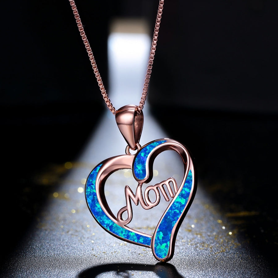Pendant Necklace Hollow Out Heart Letter Jewelry Exquisite Bright Luster Mother Necklace for Mothers Day Image 1