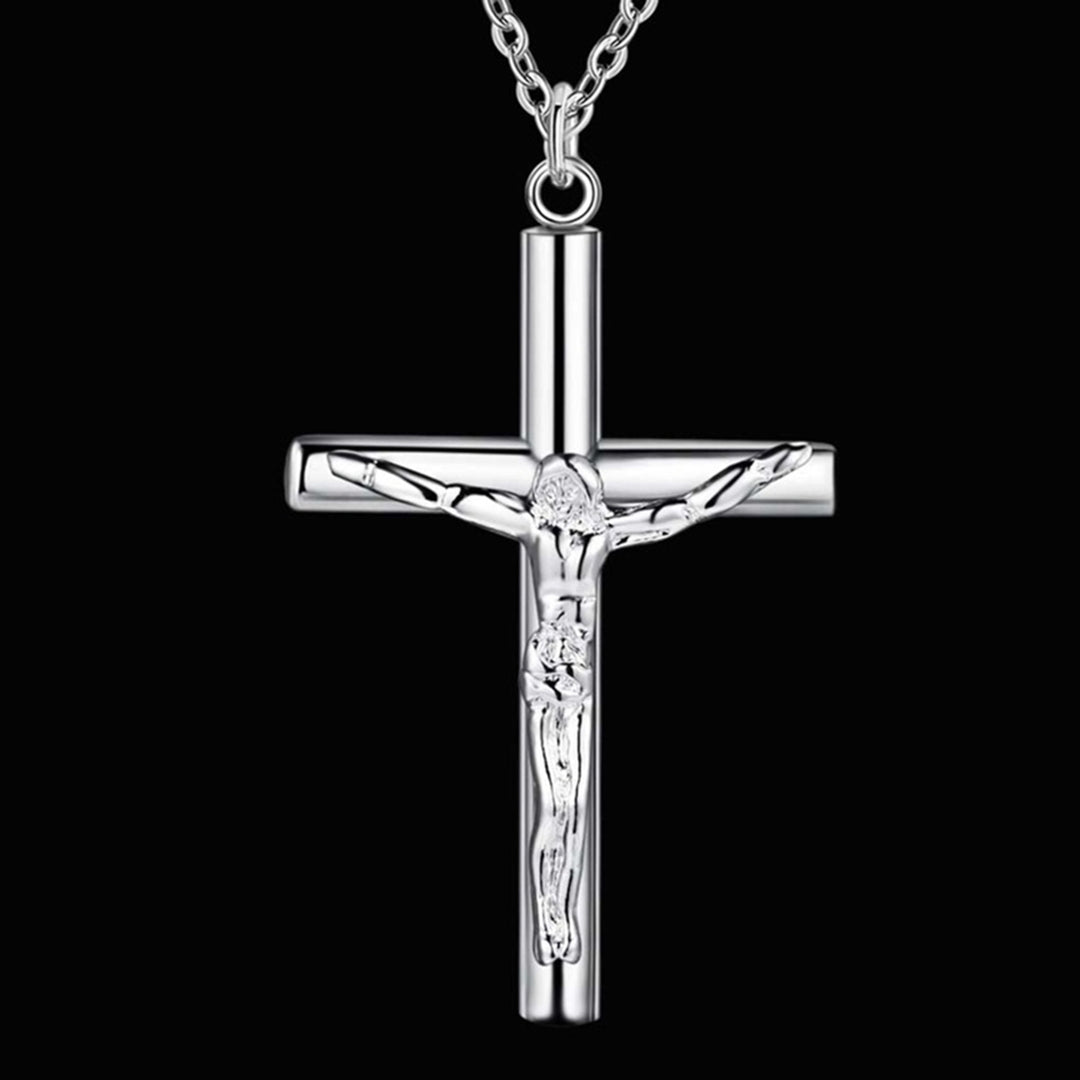 Men Necklace Solid Color Cross Alloy Stainless Men Religious Pendant for Church Image 2