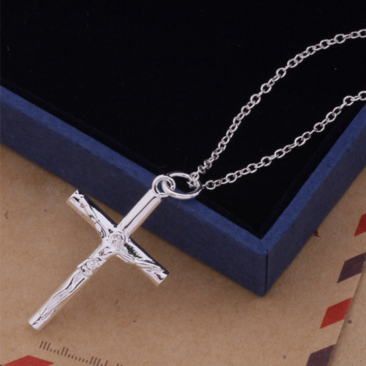 Men Necklace Solid Color Cross Alloy Stainless Men Religious Pendant for Church Image 3