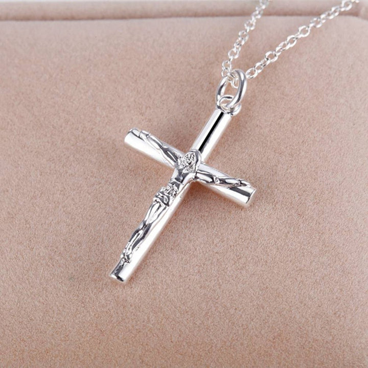 Men Necklace Solid Color Cross Alloy Stainless Men Religious Pendant for Church Image 4