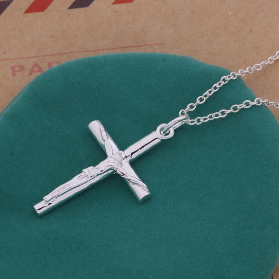 Men Necklace Solid Color Cross Alloy Stainless Men Religious Pendant for Church Image 6