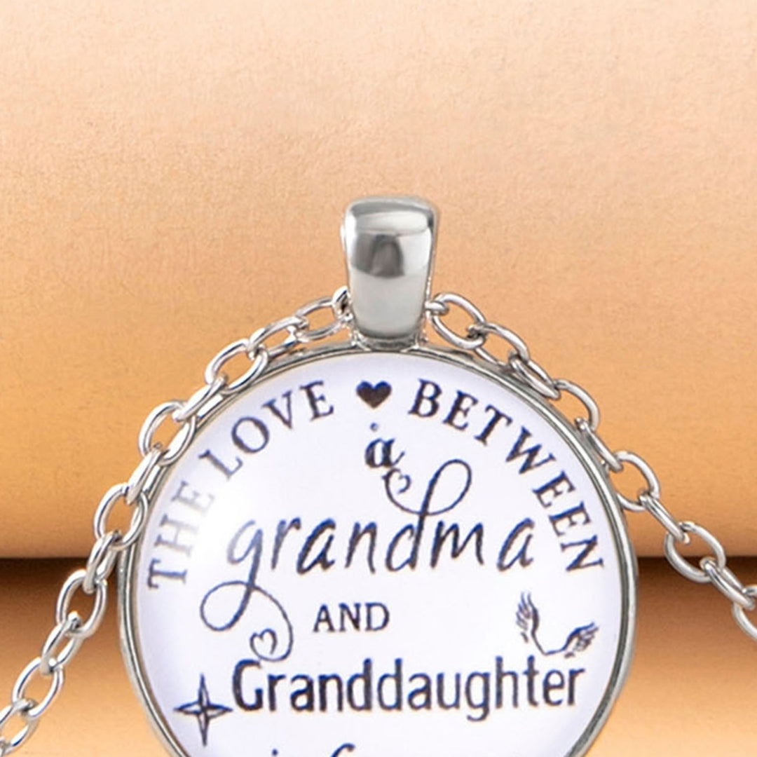 Letter Print Link Chain Pendant Necklace Lightweight Grandma Granddaughter Round Tag Sweater Necklace Family Gift Image 7