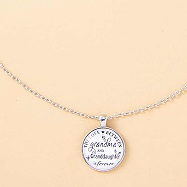 Letter Print Link Chain Pendant Necklace Lightweight Grandma Granddaughter Round Tag Sweater Necklace Family Gift Image 8