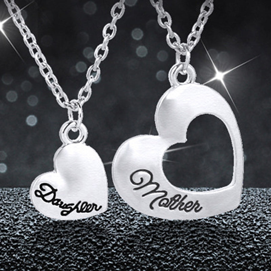 2Pcs Women Necklaces Plated Mother Daughter Heart Pendant Necklaces for Mothers Day Image 1