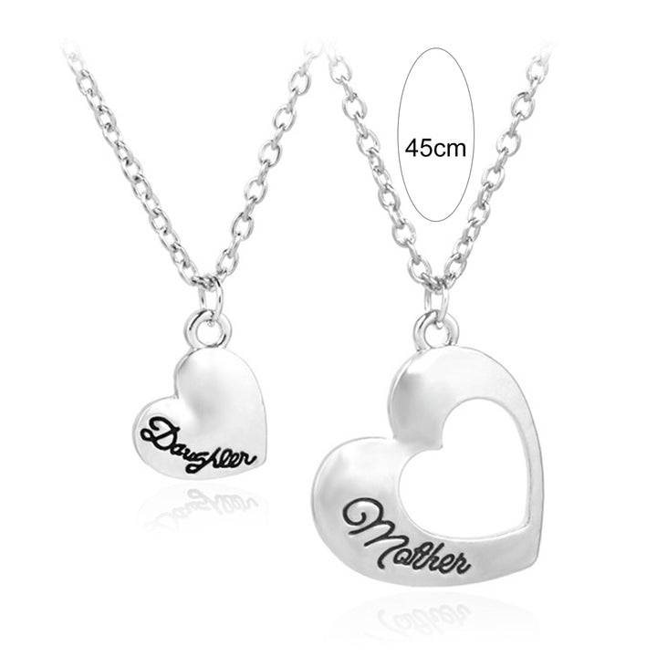 2Pcs Women Necklaces Plated Mother Daughter Heart Pendant Necklaces for Mothers Day Image 6