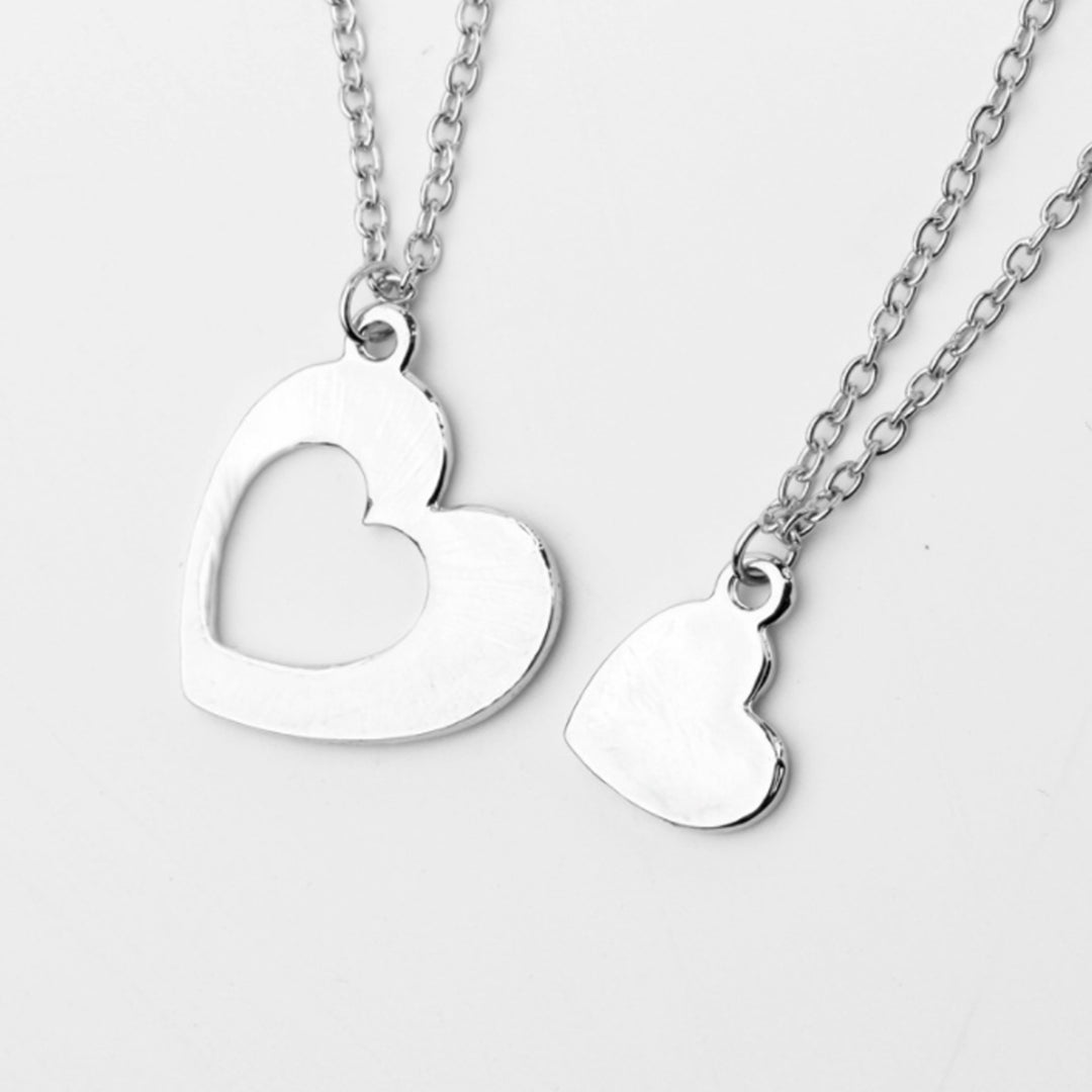 2Pcs Women Necklaces Plated Mother Daughter Heart Pendant Necklaces for Mothers Day Image 7