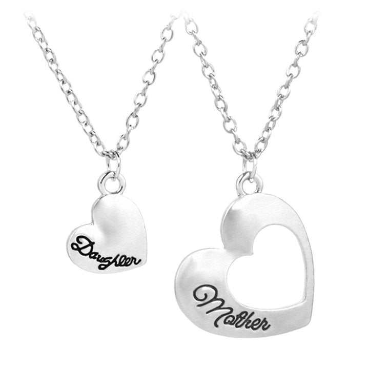 2Pcs Women Necklaces Plated Mother Daughter Heart Pendant Necklaces for Mothers Day Image 8